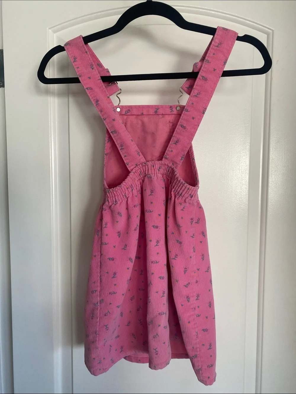 VTG 80s OshKosh B'gosh Pink Corduroy Floral Overall Dress Size 6 Union Made USA
